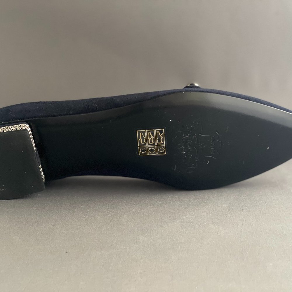 Stuart Weitzman Navy Pointy Toe Flats With Chain … - image 4